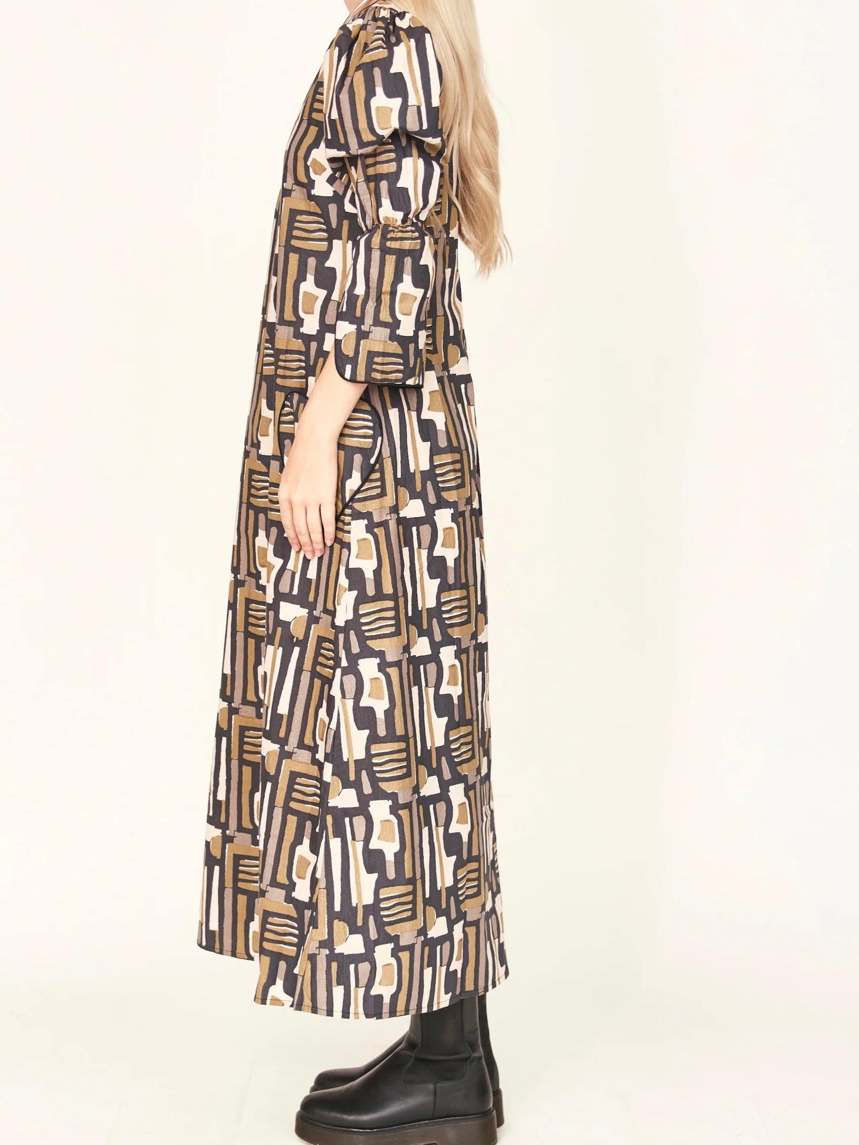 Mirth Cassis Dress in Olive Labyrinth - Image 2