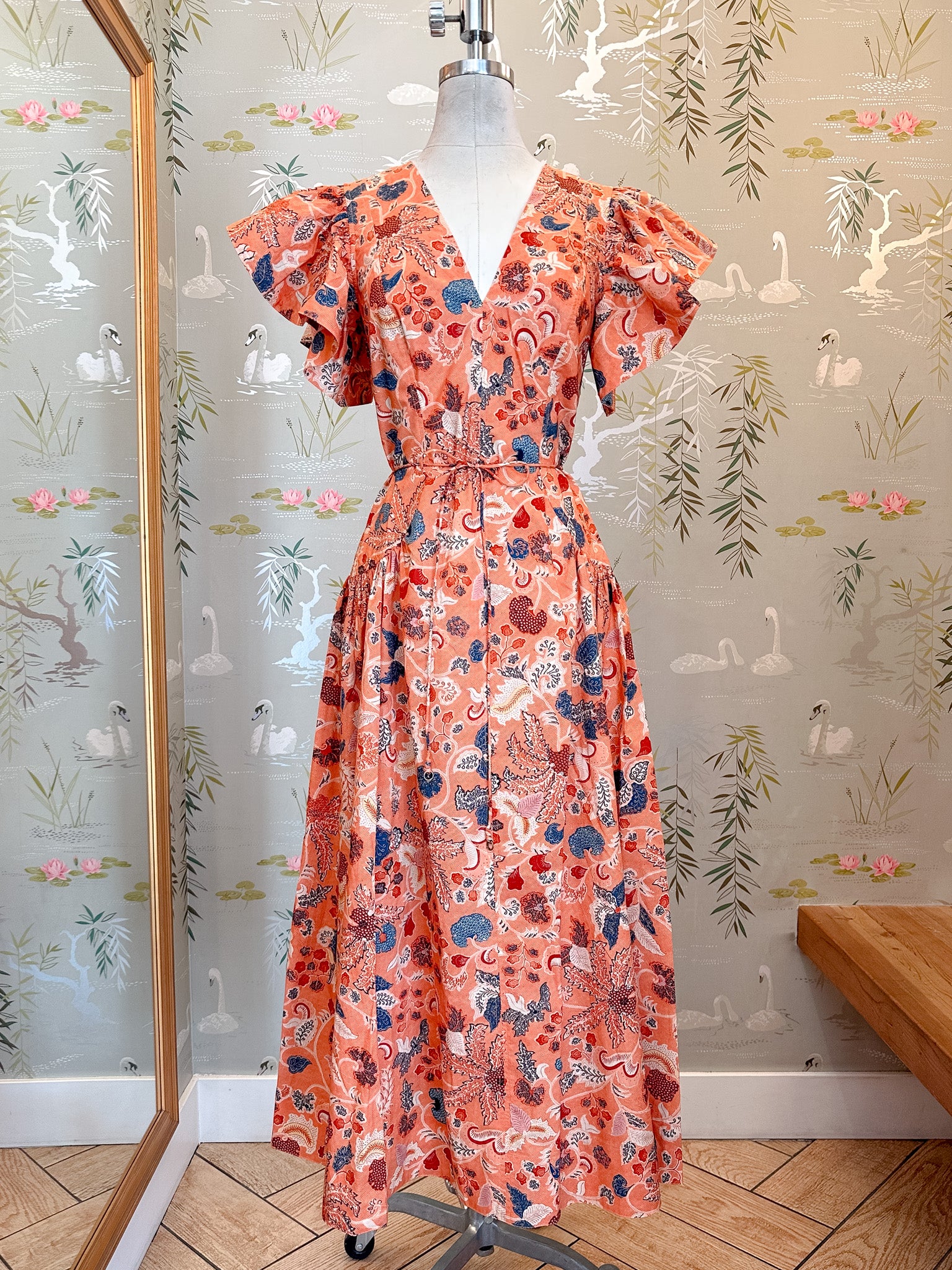 Ulla Johnson Darya Drop Waist Midi Dress - Coral Peony - Image 4