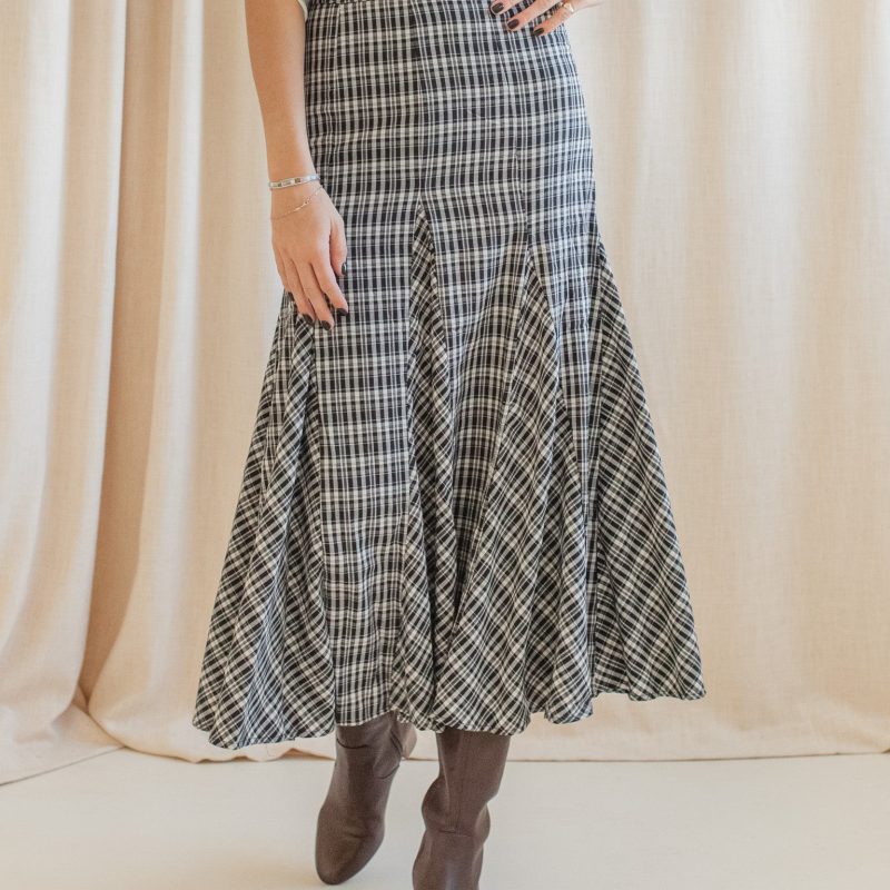 Simone Plaid Midi Skirt