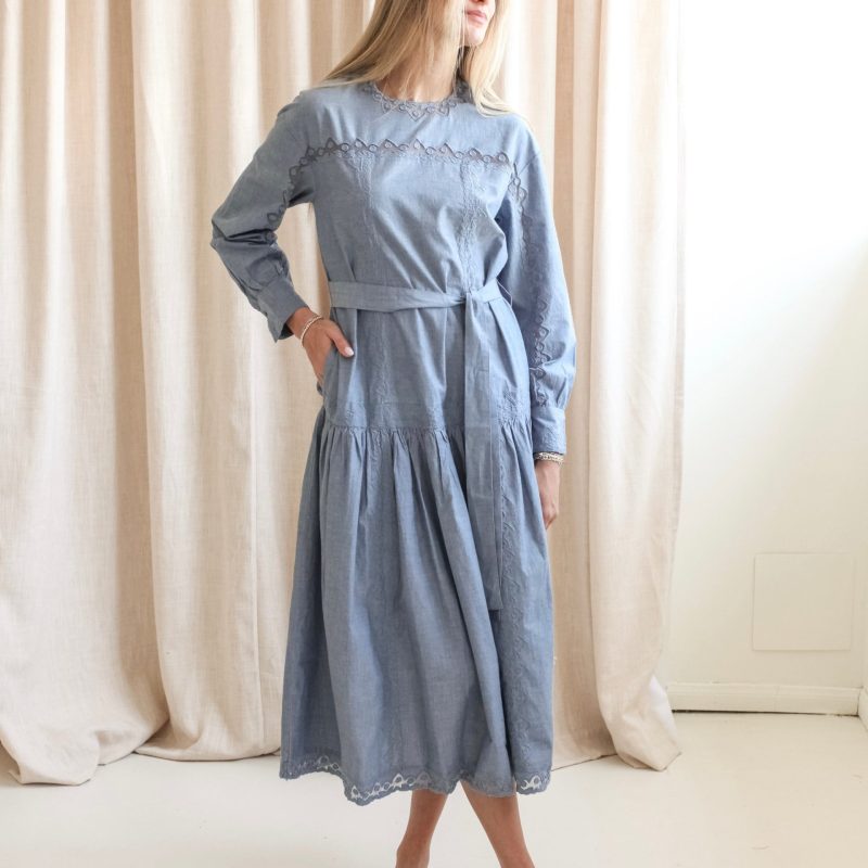 Ulla Johnson Brin Drop Waist Long Sleeve Dress - Chambray