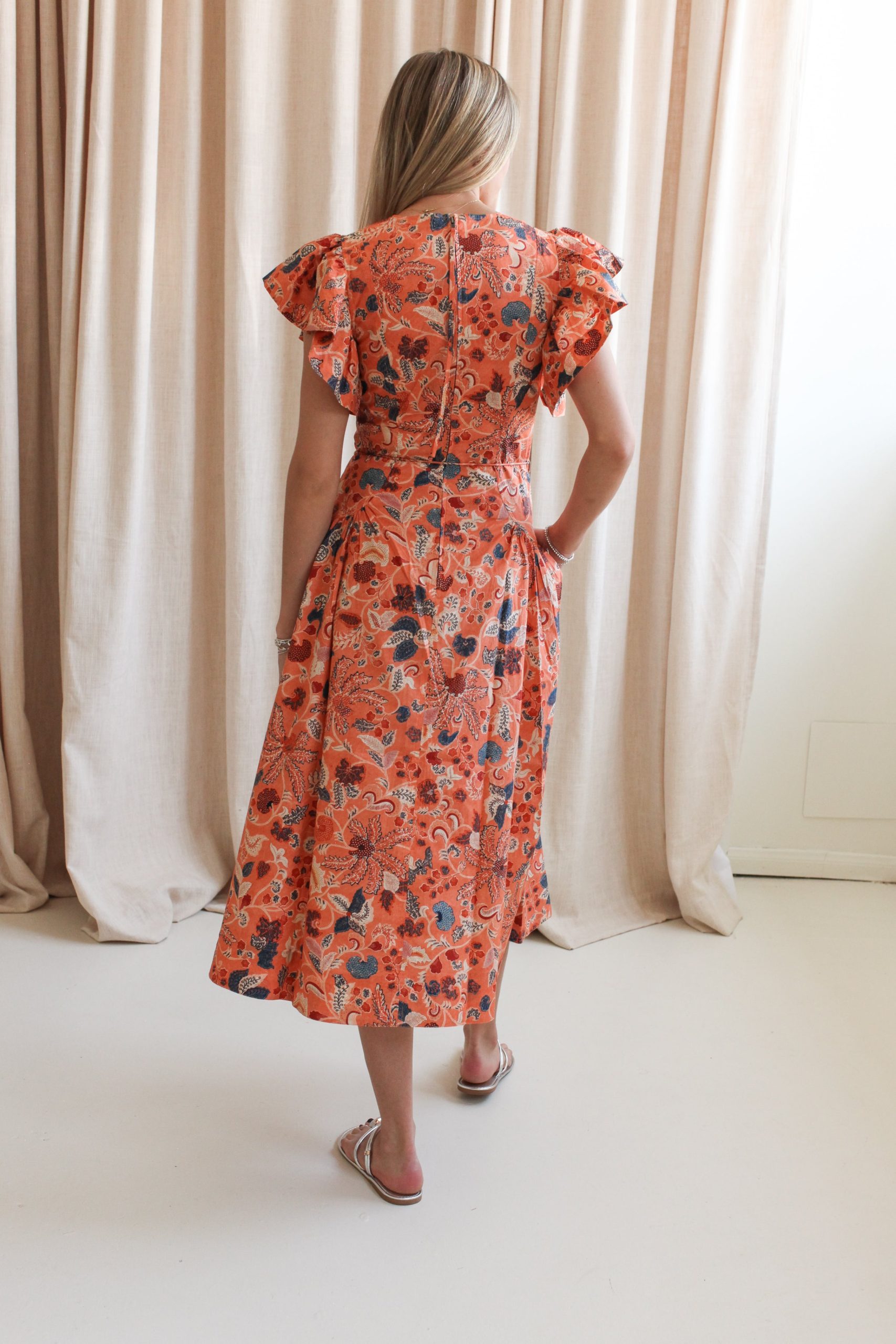 Ulla Johnson Darya Drop Waist Midi Dress - Coral Peony - Image 2