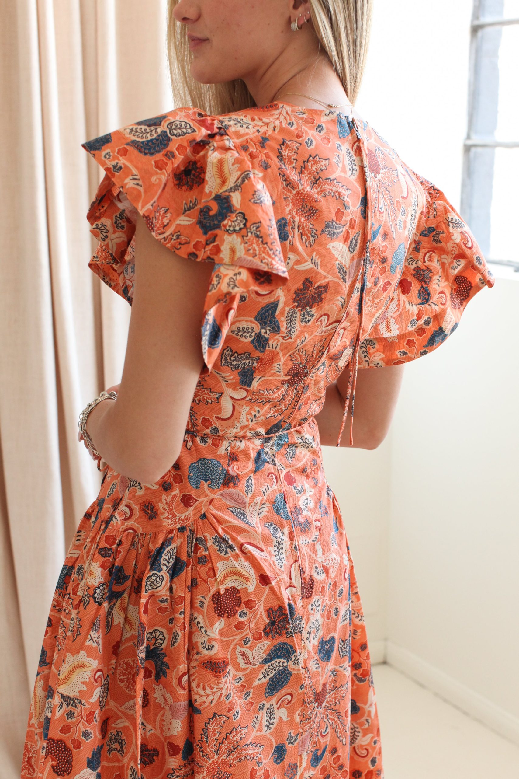 Ulla Johnson Darya Drop Waist Midi Dress - Coral Peony - Image 5