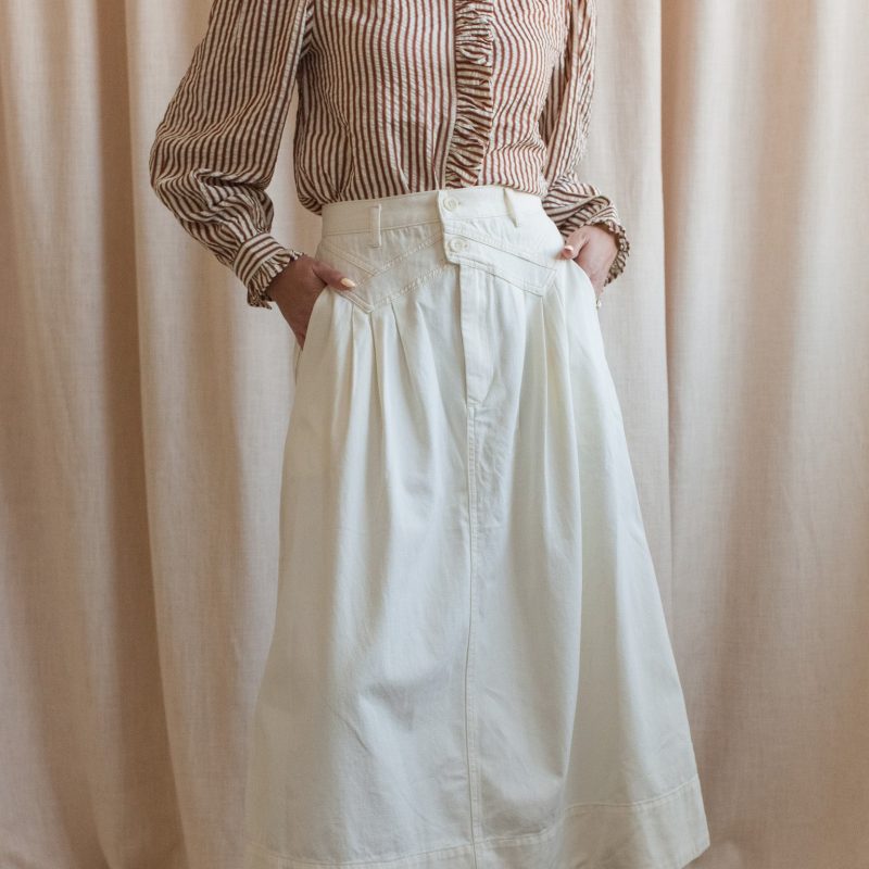 Ivory Pleated Midi Skirt