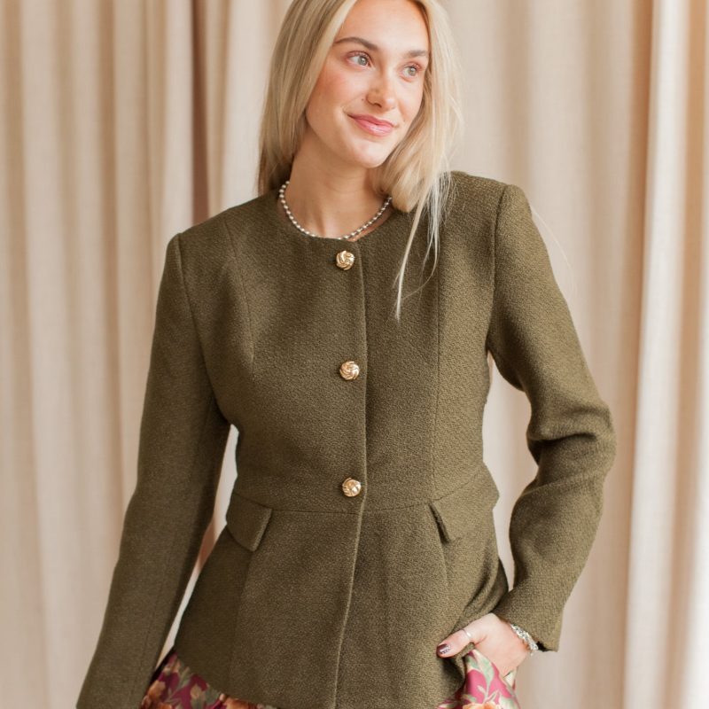 Sloane Tweed Blazer - Olive
