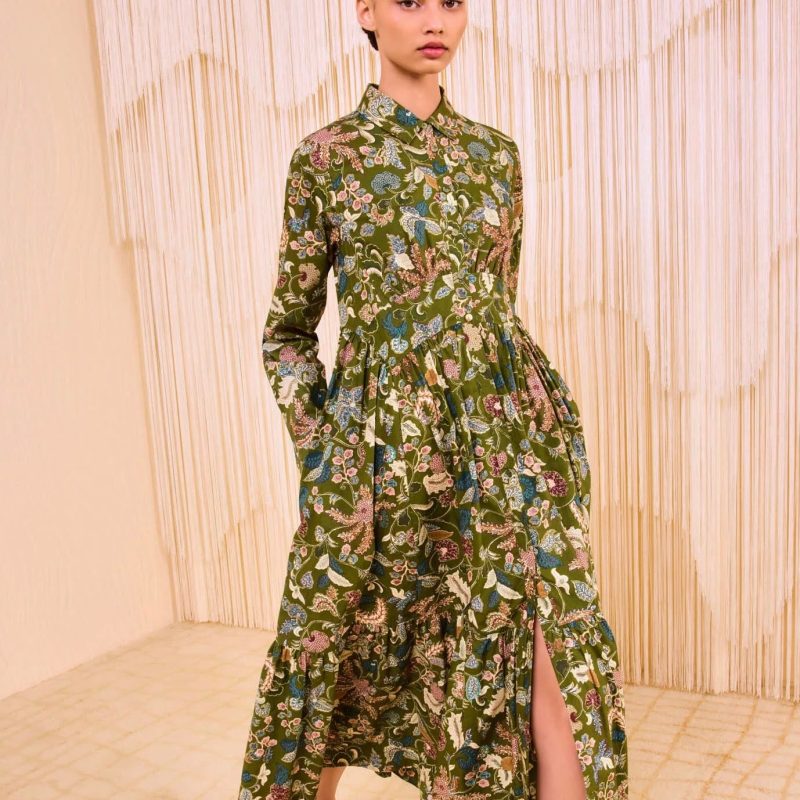 Ulla Johnson Eryn Long Sleeve Midi Dress - Lichen